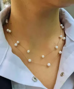 گردنبند طلا و مروارید پرورشی wn1184