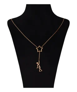 گردنبند طلا حلقه ای فلامینگو طرح ستاره آدمک کد wn1237