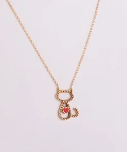 گردنبند طلا حلقه ای فلامینگو طرح گربه کد wn1240-2