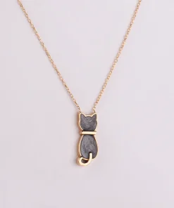 گردنبند طلا حلقه ای فلامینگو طرح گربه کد wn1241-2