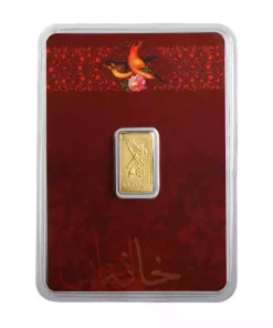 شمش طلا 0.100 گرم 24 عیار خانه سکه ایران گل و بلبل