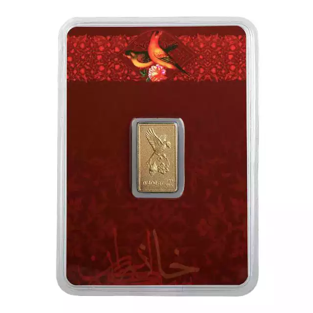 شمش طلا 0.400 گرم 24 عیار خانه سکه ایران گل و بلبل