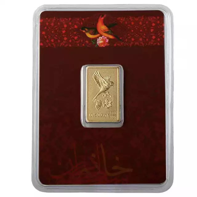 شمش طلا 0.600 گرم 24 عیار خانه سکه ایران گل و بلبل