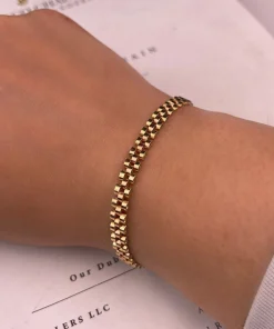 دستبند طلا زنانه رولکس مات و براق wb1369-2